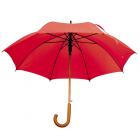 Umbrela automata cu tija si maner curbat din lemn - rosie